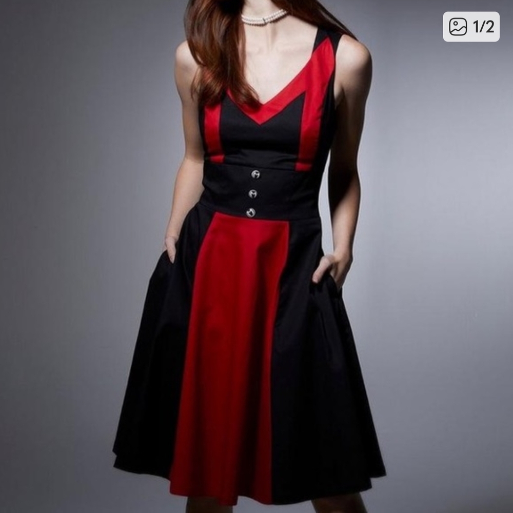 Elegant Black and Red Women's Dress
